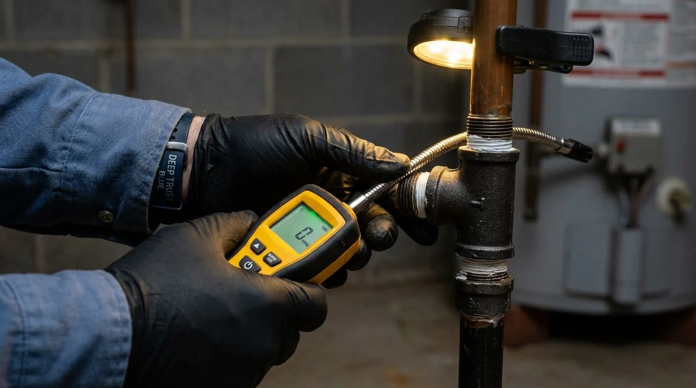 Gas leak detection with electronic sniffer by Johns Plumbing LLC in Tamworth