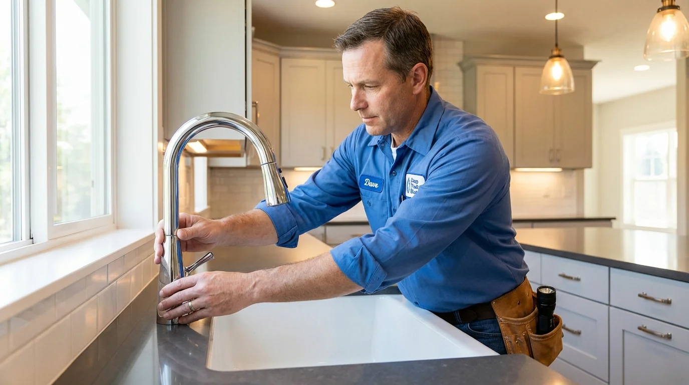 Kitchen faucet installation by Johns Plumbing LLC in Tamworth