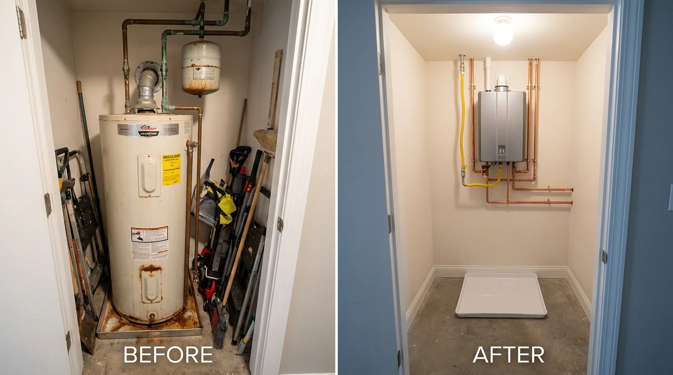 Tank water heater versus wall-mounted tankless unit comparison for Tamworth, NH homeowners